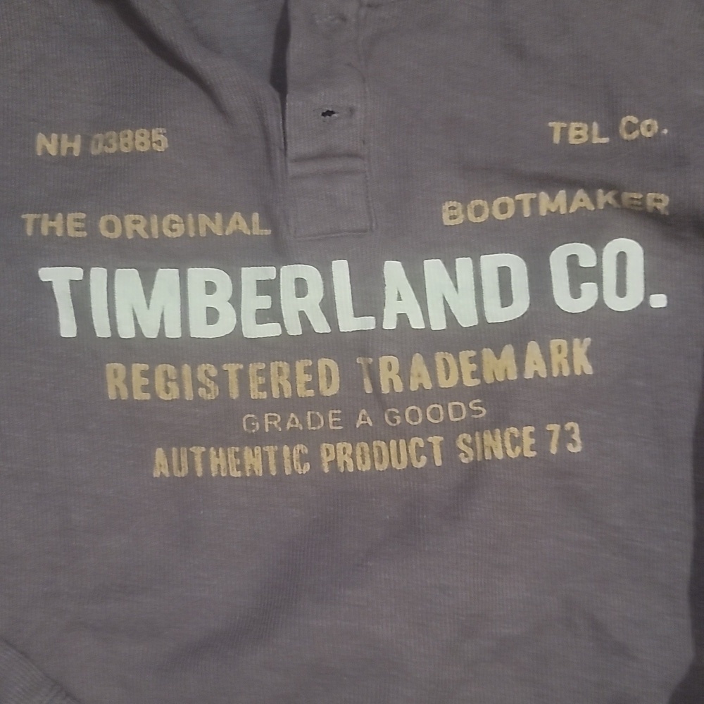 Vintage Timberland waffle knit Henley long sleeve light brown tan xl shirt w poc - Picture 3 of 7